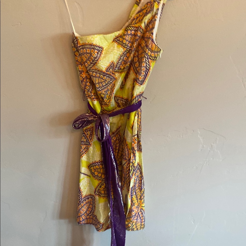 Trina Turk One Shoulder Dress in Yellow and Purple